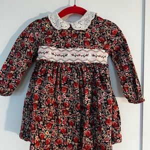 Floral Long Sleeve Dress with Lace Collar